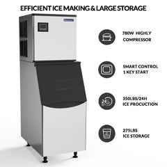 PAKROMAN 22" Air Cooled Modular full Cube Ice Machine with Bin - 350 lb.