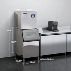 PAKROMAN 22" Air Cooled Modular full Cube Ice Machine with Bin - 550 lb.