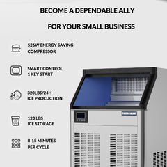 PAKROMAN  26" Air Cooled Undercounter Full Cube Ice Machine - 210lb.