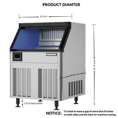 PAKROMAN  26" Air Cooled Undercounter Full Cube Ice Machine - 210lb.