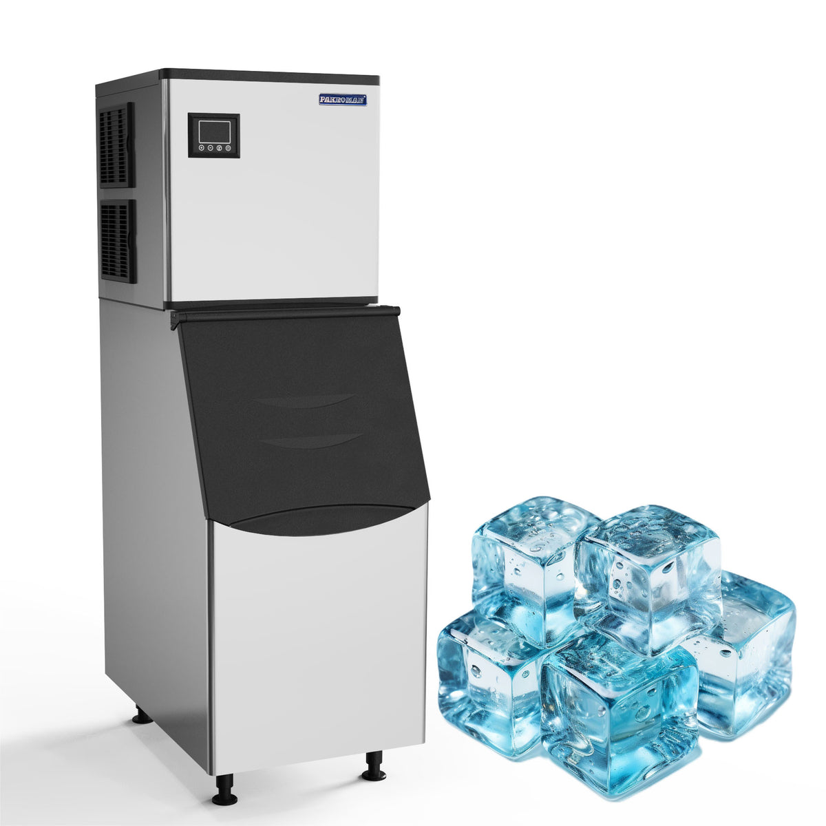 PAKROMAN 22" Air Cooled Modular full Cube Ice Machine with Bin - 350 lb.