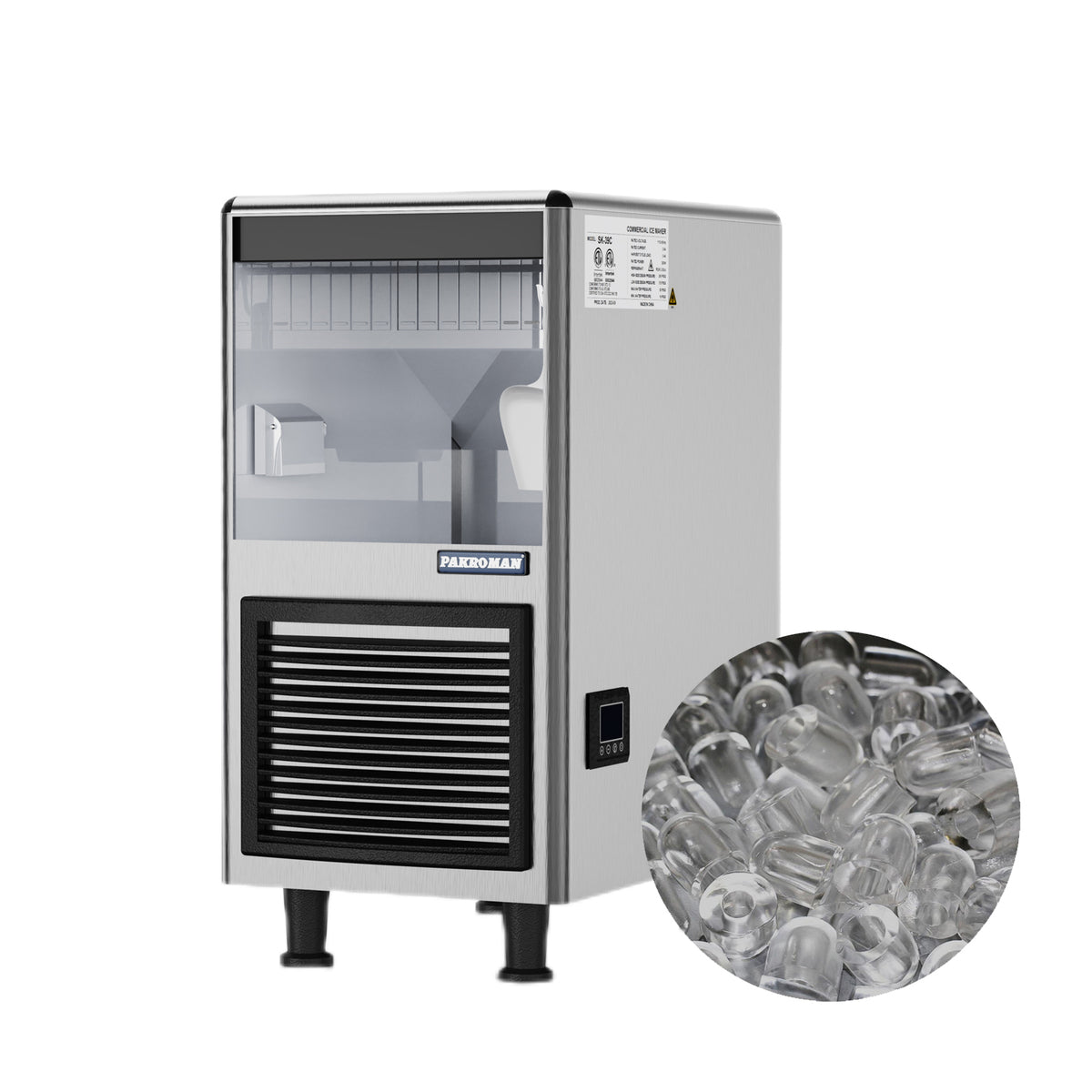 PAKROMAN  14.8" Air Cooled Undercounter Bullet Ice Machine - 80lb.